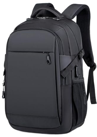 Générique Backpack Laptop, 15-Inch Business Computer Bag with Usb Charging Port, Large-Capacity Bag Oxford Cloth, Water-Resistant for School and Work, 18.11x12.2x8.66 Inches, Attributo singolo, Se