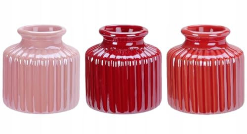 DomoDomo Vase en porcelaine 8 x 8 cm - Petit vase décoratif en rose, rouge, orange - 1 pièce - Couleur aléatoire - Décoration d'intérieur élégante pour la maison et le bureau - Idéal pour les petites