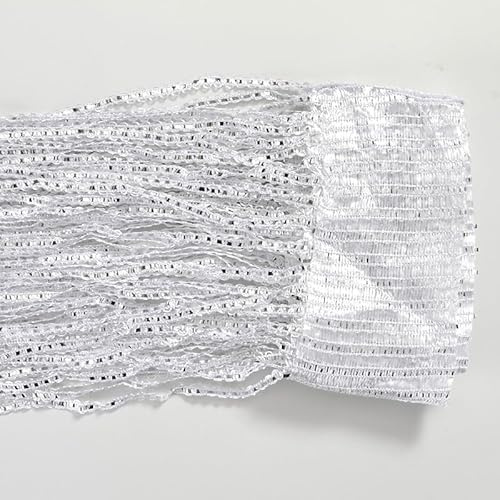 YKAFADE 2 Stück Fadenvorhang 100x200cm Fadengardine Fliegenvorhang Glitzer Türvorhang Fenstervorhänge Raumteiler Quaste Vorhänge für Zuhause Terrasse Schlafzimmer,Hochzeit,Restaurant -Weiß