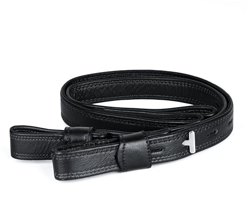 GALLOP SHOP Premium Leather Stirrup Straps, Close Contact Double-Stitched, Horse Riding Equipment (Black, 80 CM)