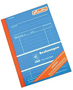Herlitz 888552 Rechnungsbuch A6, 2 x 40 Blatt, selbstdurchschreibend, 5 Stück