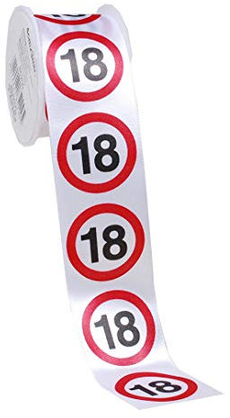 Geschenkband Satin 3Meter Verkehrsschild Zahl 18 4cm