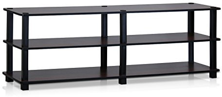 Furinno Soportes de TV sin Herramientas, Madera, Dark Cherry and Black