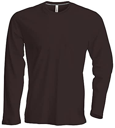 Kariban Herren T-Shirt Langarm Rundhals, Chocolate, 4XL