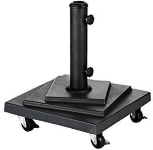 Hespéride - Supporto per ombrellone quadrato con rotelle nere 15 kg in calcestruzzo