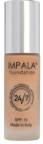 Impala - 24/7 Fond de Teint 24/7 Waterproof Couleur Rose Sable Nº 08 | Maquillage Longue Durée | Avec Protection Solaire SPF15 | 30 ml