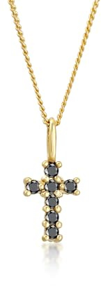 Elli DIAMONDS Halskette Damen Kreuz Anhänger mit Diamant (0.14 ct.) aus 585 Gelbgold