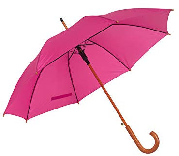 Automatik Regenschirm Holzschirm Stockschirm Portierschirm mit gebogenem Rundhaken Holzgriff in 103 cm Durchmesser von notrash2003 (Dunkelpink)