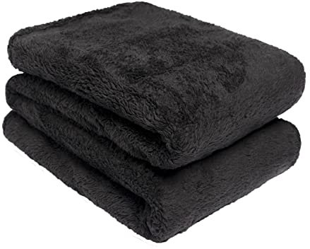 Brentfords Teddy-Fleece-Decke, großer Überwurf über dem Bett, Plüsch, superweich, warm, Sofa-Tagesdecke, Schwarz – 200 x 240 cm