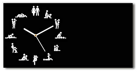 Tulup Wanduhr aus Glas 60x30 cm Glas Uhr Bild Glasuhr Gehärtetes Glas Küchenuhren - weiße Zeiger - Kamasutra