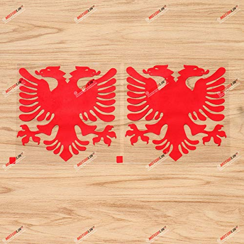 Albanien Flagge Doppelköpfiger Adler Aufkleber Sticker Vinyl - 2er Pack Rot, 15,2cm - Kein Hintergrund für Auto Boot Laptop 02151