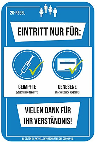 BIKE-label Corona Aufkleber 2G-Regel Zutritt für Genesene Geimpfte 130 x 195 mm 900236