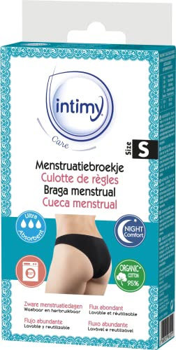INTIMY CARE - Culotte menstruelle Taille S - Flux abondant - 95% coton écologique - Lavable et réutilisable