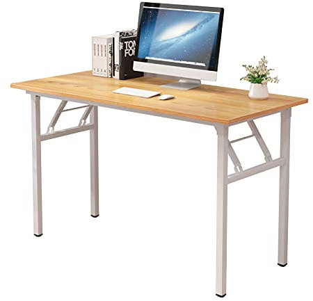SDHYL Mesa de Trabajo Plegable para Ordenador de 120 x 60 cm Mesa de Conferencias para Oficina en Casa Teak Blanco