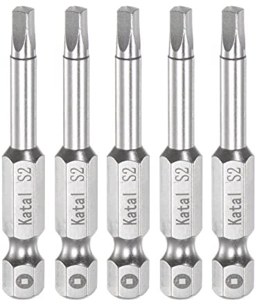 sourcing map 5pcs S2 Square Screwdriver Bit 1/4 Hex Shank 2 Length Magnetic Screw Driver Power Tool