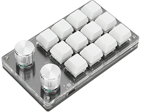 One Handed Gaming, One Handed Macro Mechanical Keyboard Macro Keypad DIY Programmable Keypad for Office Gaming Ing Keyboard Programmable 12 Key Multifunction (Black White)