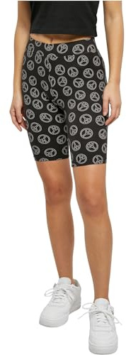 Urban Classics Damen Shorts Ladies Soft AOP Cycle Shorts blackpeace 5XL
