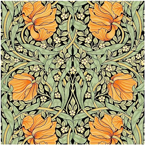 HAOKHOME William Morris 94028-3 Papier peint floral vintage à décoller et à coller Motif paille botanique Vert/jaune 45 cm x 3 m