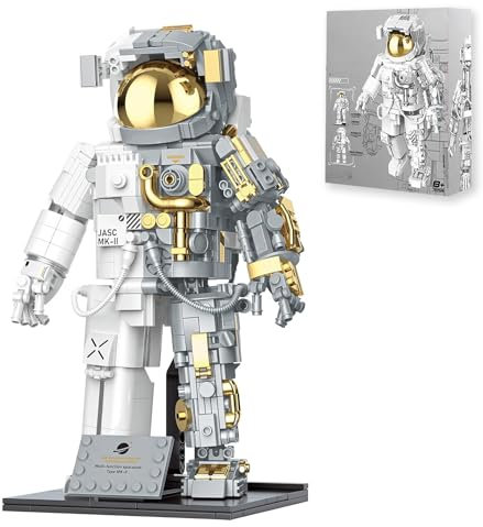barweer Space Astronaut Bausteine Set,Weltraum Astronaut Modell Heimdekoration Sammlerstück,Geschenk für Erwachsene Jungen,Technik Klemmbausteine Bauspielzeug (804 Teile)