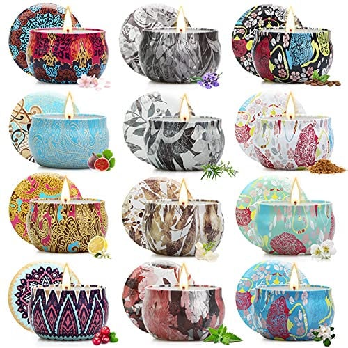 Yinuo Mirror Set Candeled, 12Pcs Candele Regalo Set Candele Profumate Regalo Idde Regalo Natale Originali Donna Candele Natale Regali Per Le Donne Adatto Donne Yoga Valentino Anniversario Compleanno