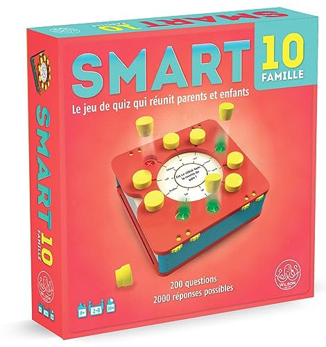 Wilson jeux | Smart 10 Familie, französische Version | lustiges und kompaktes Quizspiel | Nomadisches Quizspiel für 2 bis 8 Spieler ab 7 Jahren | Quizspiel mit 100 doppelseitigen Fragekarten | MA005