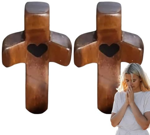Facynde Holzkreuz Olivenholz - Kreuz Anhänger Spirituelles Geschenk Aus Dem Heiligen Land Geschnitztes Holzkreuz - Wandbehang Handgeschnitztes Liebeskreuz Aus Mit Herzen