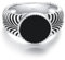 Eleganter Herrenring aus 925 Sterling Silber mit Schwarzem Stein – Massiver Silberring für Männer – Klassisches Design, Hochglanzpoliert – Schmuck für Herren in Silber und Rosegold (Silber, 60)
