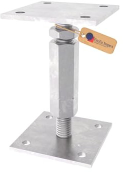 GeZu Impex Support de poteau Galvanoplastie Lot de 4 80 x 80 mm hauteur reglable platine bois pied poteaux clôture