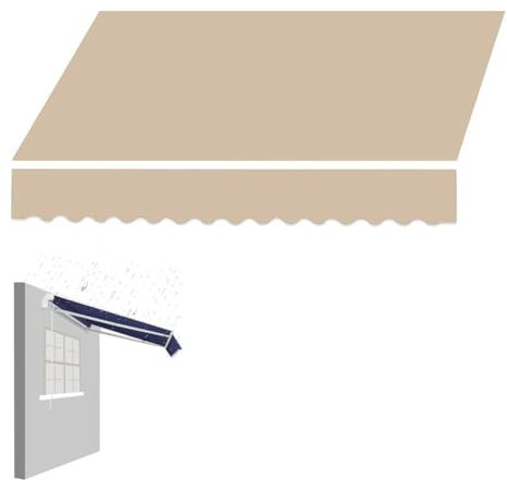 IMUNKT 300x250cm Markisenstoff Wasserdicht Gelenkarmmarkise Ersatztuch, Ersatzstoff Mit Volant Für Balkon/Terrassenmarkise(Khaki,6.5x5ft/200x150cm)