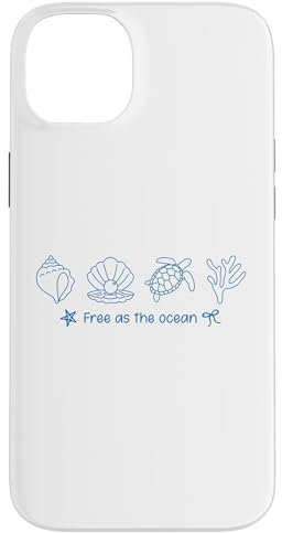 Free As The Ocean Sea Turtle Coral Seashell Starfish Beach Case for iPhone 14 Plus