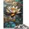 Buntglas-Puzzle „Golden Lotus“, Premium-Puzzle aus 100% recyceltem Brett, für Kinder und Erwachsene ab 12 Jahren, Geschenk, 1000 Teile (38 x 26 cm)