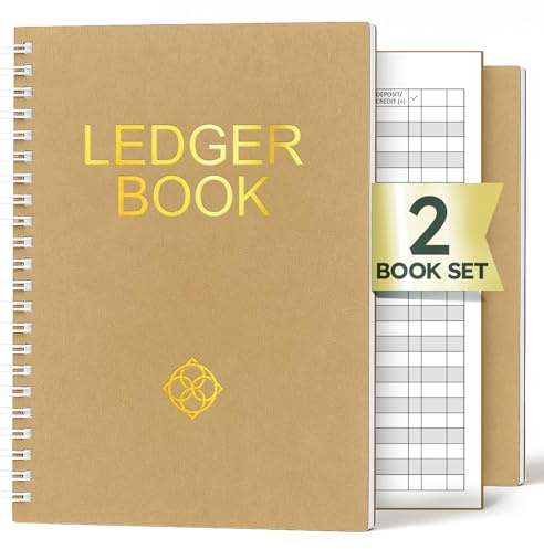 Ledger Book, 2 Pack for Self Employed, Bookkeeping and Cash Tracking | Compact, Lightweight at 200g with 100 Lined Pages, Slips Easily Into a Bag or Desk Drawer, Brown