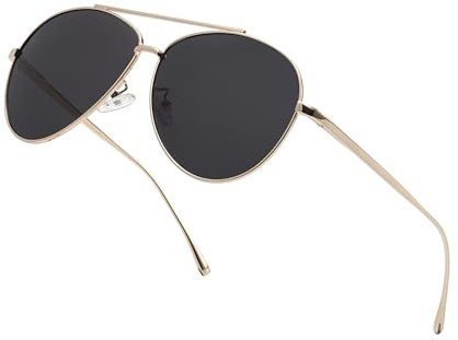 D Lolylad Polarisiert Sonnenbrille Herren Damen, Retro Pilotenbrille