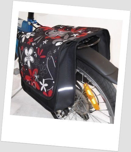 Kinder-Fahrradtasche Joy Satteltasche Gepäckträgertasche Fahrradtasche 2 x 5 Liter Farbe: 12 Flower Red