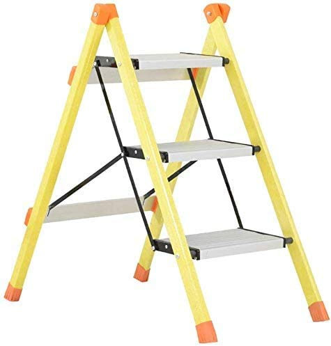 MTYLX Escabeau, Escabeau Portable, Alliage D'Aluminium 3 Couches - Famille D'Échelle Portable Chevrons Pliants Dimensions Taille 42X68X68Cm, Jaune,Jaune
