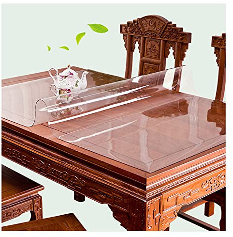 Mantel,cubierta De Mesa Cristal Transparente,almohadilla Protectora De Vidrio Suave Pvc,manteles Rectangular Limpiable,para Interior/exterior,jardín,muebles,1,5mm Grosor,90x140cm/35.4*55.1in