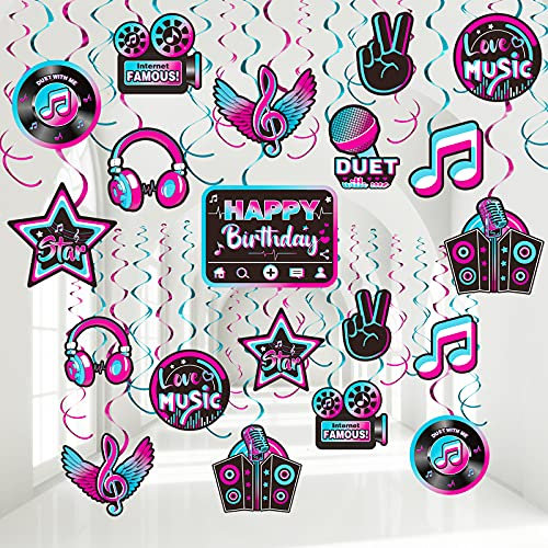 30 Stücke Musik Video Party Hängende Wirbel Kurze Video Decke Luftschlangen Dekorationen Sozialen Medien Thema Folie Wirbel Mit Ausschnitte für Geburtstag Musik Thema
