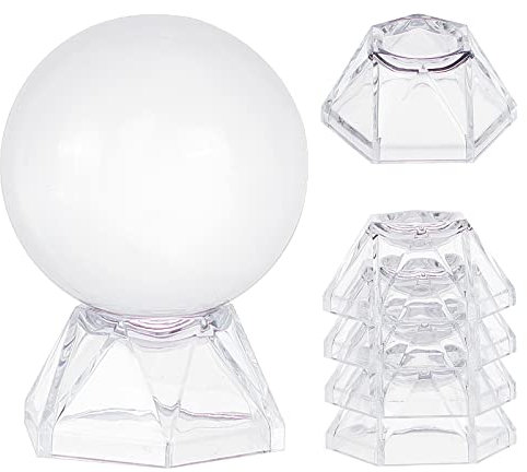 GORGECRAFT 6PCS Acrylic Hexagon Display Stand Holder Clear Crystal Ball Display Stands Transparent Storage Sports Ball Rack Base for Softball Golf Tennis Ball Baseball(Small)