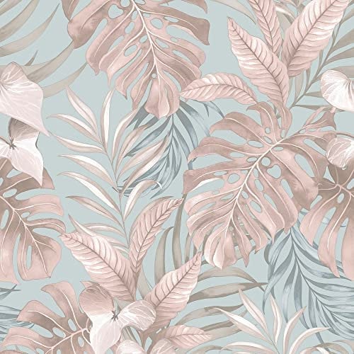 Muriva Teeva Jungle Duck Egg Wallpaper 183502 - Tropical Palm Leaf Foliage Tree
