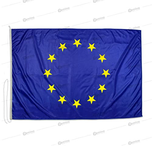 Bandiera Europa 300x200 Centimetri in Tessuto Nautico antisfilo 115 g/m². Bandiera Unione Europea per Esterni con Cordini, Cucitura Perimetrale e Fettuccia