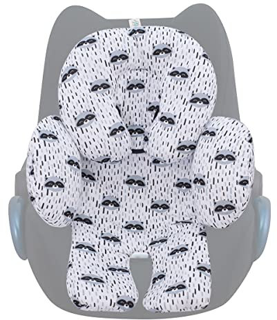 JYOKO Kids Sitzverkleinerer Antiallergikum Universal Baby 100% Baumwolle (Raccoon, Enthält eine Kopf- und eine Körperstütze, 2 Teile)