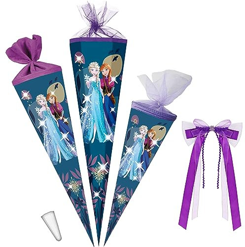alles-meine.de GmbH Schultüte - - die Eiskönigin/Frozen 35-85 cm Größe wählbar + Kunstoff Spitze + Schleife - Tüllabschluß/Filzabschluß - eckig/rund - Mädchen - kle..