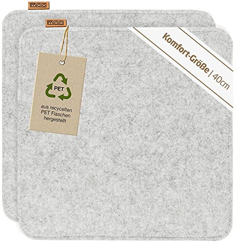 Miqio Design Sitzkissen Rechteckig aus Filz mit Antirutschnoppen | Nachhaltig aus recycelten PET Flaschen | 40x40 cm | 2er-Set | Waschbare Stuhlkissen rutschfest | Sitzauflage für Bank und Stuhl