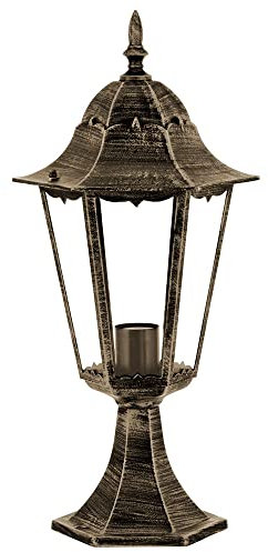 etc-shop Sockelleuchte Laterne schwarz Außenstehleuchte Stehlampe antik Gartenleuchte Aussen, Alu bronze, 1x E27, DxH 23,5 x 49 cm