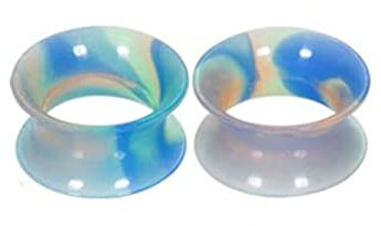 Homxi 2er Ohrringe Tunnel 20mm,Tunnels Silikon 3/4 inch Ohrringe Tunnel Hohl Reifen Piercing Tunnel Set Blau Grün