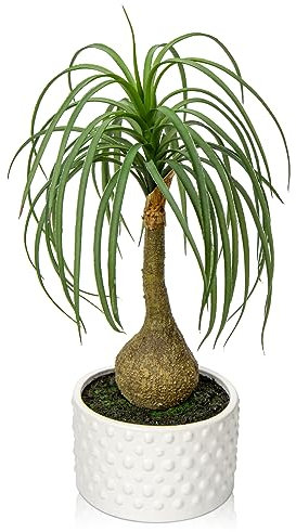 Oairse Fake Plants in Ceramic Pots 41CM Artificial Ponytail Palm Plant Potted Decorative Faux Bonsai Tree Realistic House Plant for Home Office Decor Desk Bathroom Bedroom Shelf Table Decoration