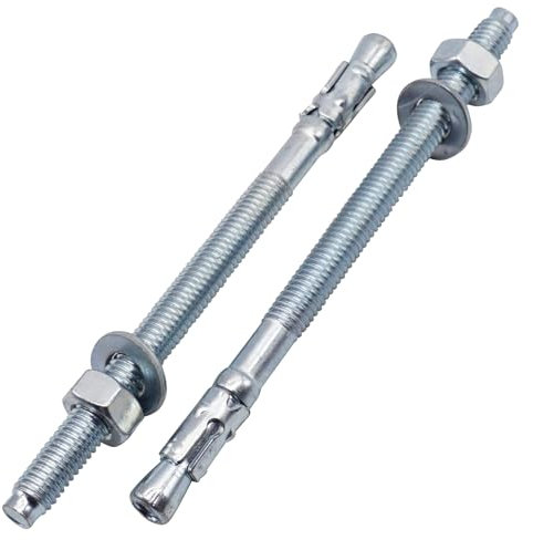 SKIR'CO (4 pièces) Ancrages à cales zingués M8 x 120 mm, Chevilles métalliques, Boulon d'ancrage, Ancrages de maçonnerie, Ancre à béton