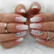 24 Stück Press on Nails Mittellang, Rosa Weiß Gradient Eckig French Künstliche Nägel, Acryl Full Cover Nägel Zum Aufkleben mit Glitzer Strass, Fingernägel Kunstnägel Fake Nails für Frauen & Mädchen