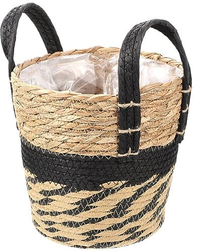 Unomor Stroh Blumentopf Lagerung Pflanzgefäße Für Zimmerpflanzen Pflanzkasten Rattan Geflochtener Blumenkorb Gewebte Lagerung Korbpflanzer Seegras Großer Blumentopf Kind Seetang Spielzeug