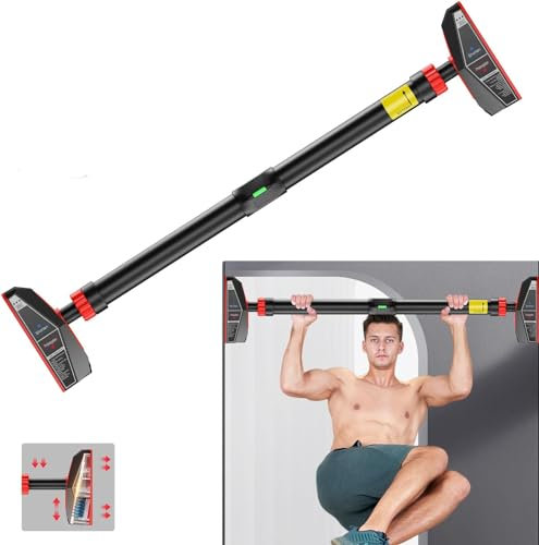 HAKENO Pull Up Bar for Doorway, Chin Up Bar Upper Body Workout No Screw Installation for Home Gym Exercise Fitness with Level Meter and Adjustable Width